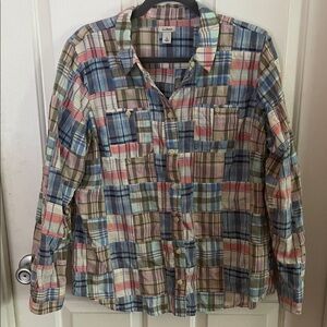 L.L. Bean  Colorful Plaid Button Down Shirt